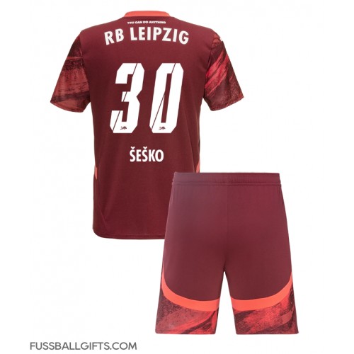 RB Leipzig Benjamin Sesko #30 Fußballbekleidung Auswärtstrikot Kinder 2024-25 Kurzarm (+ kurze hosen)